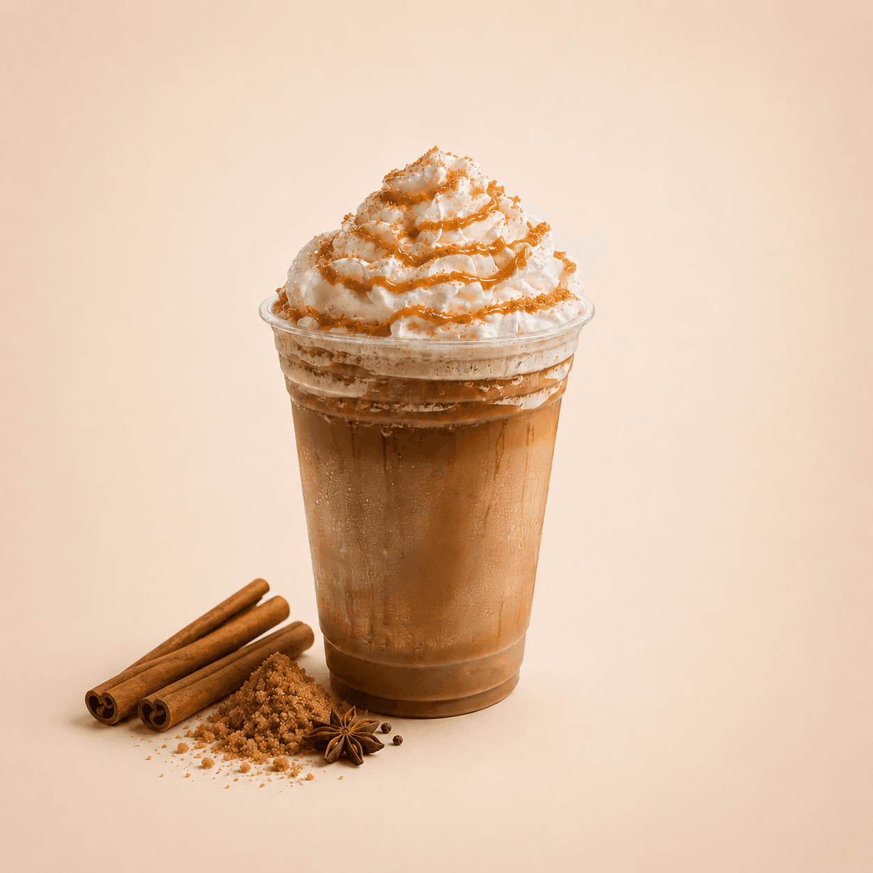 Cinnamon spiced coffee frappé